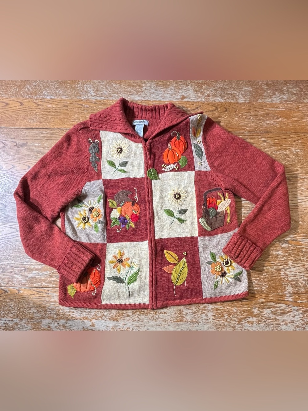 Tiara International Full Zip Sweater, Size Medium